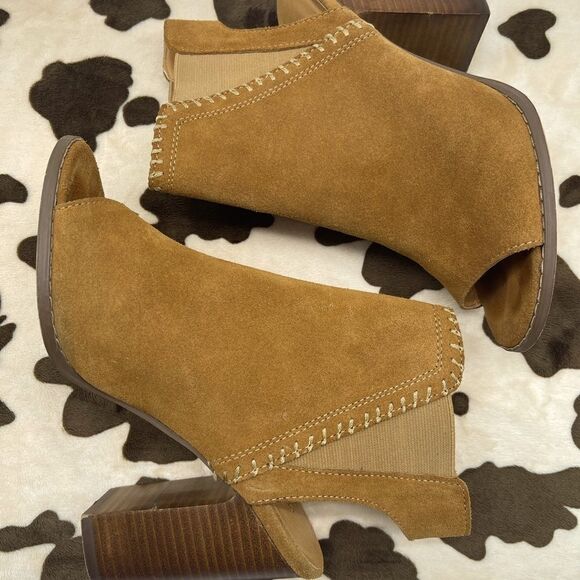 UO Urban Outfitters UO Brown Suede PeepToe Ankle Booties Size 8 - Picture 2 of 15
